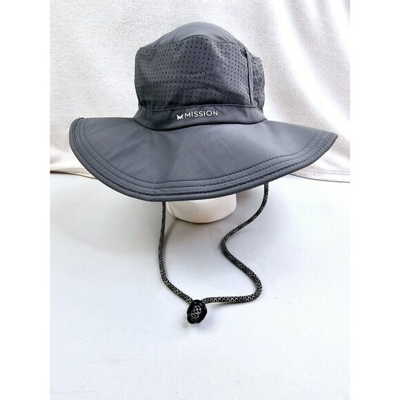 Mission Max Plus Men's Gray Adjustable Head and Chin Logo Boonie Hat - Picture 12 of 12